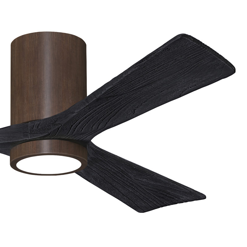 Olivier à 3 pales DEL standard avec ventilateur de plafond et ensemble d'éclairage inclus, Noir mat, Noyer, 52"