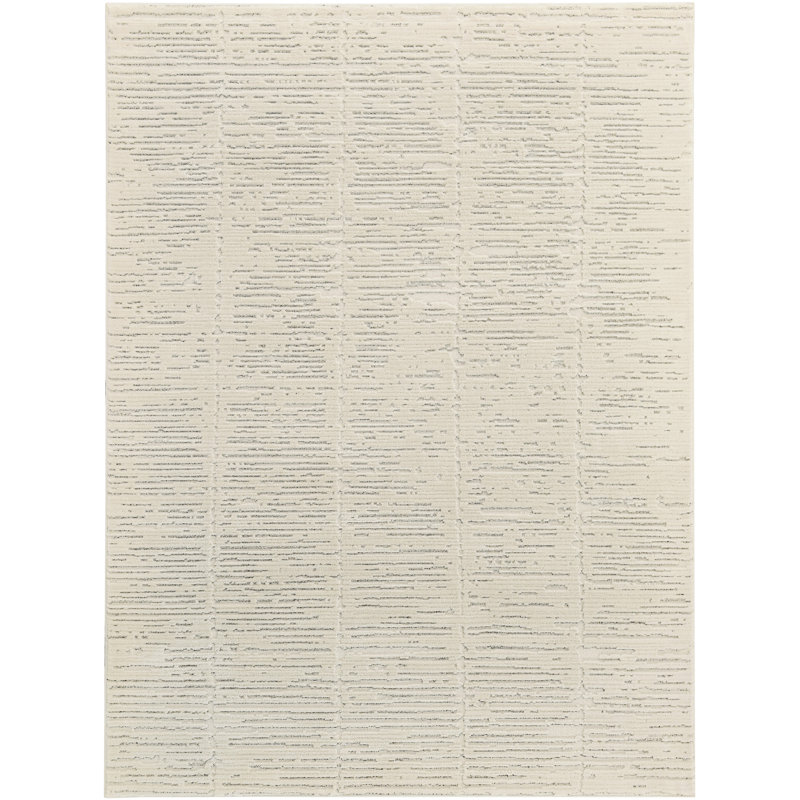 Ebern Designs Bonnert Ivory Grey Modern Indoor Rug, Rectangle 3'11" x 5'11"