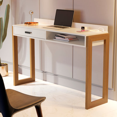 Boahaus Daca Office Desk with Drawer, Shelf, and Built-In USB Port