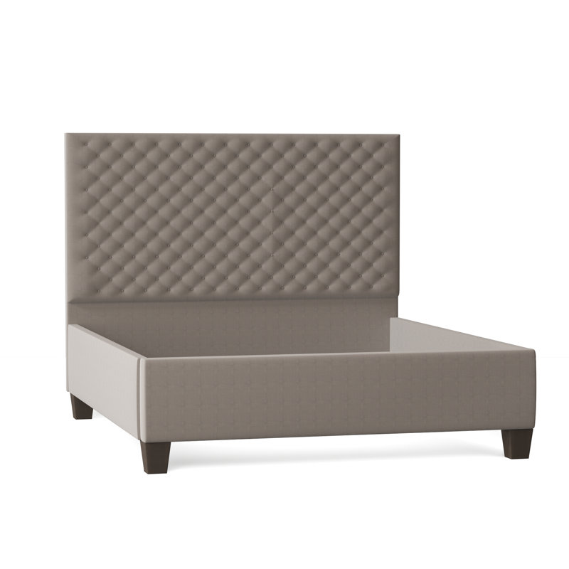 Leigh Upholstered Bed, Queen, Bella Black Performance Velvet, Brown Mahogany