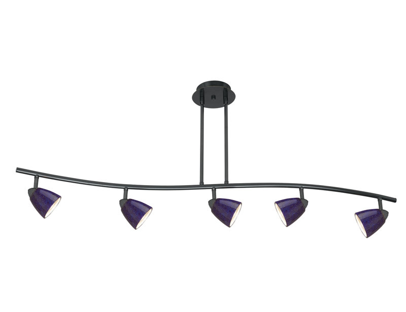 Cal Lighting Serpentine 5 Light Orbit Ceiling Fixture Dark Bronze with Blue Glass