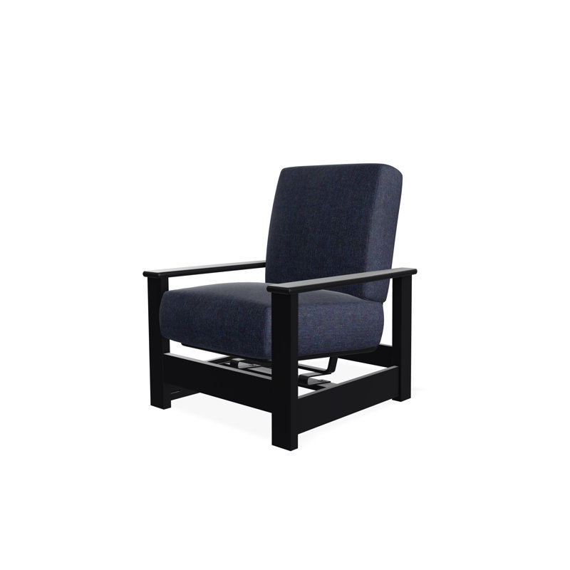 Leeward Marine Grade Polymer Deep Seating Cushion Arm Chair with Hidden Motion, Black, Spectrum Indigo Sunbrella®