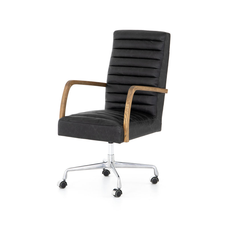 Bryson Leather Swivel Executive Chair, Smoky Black