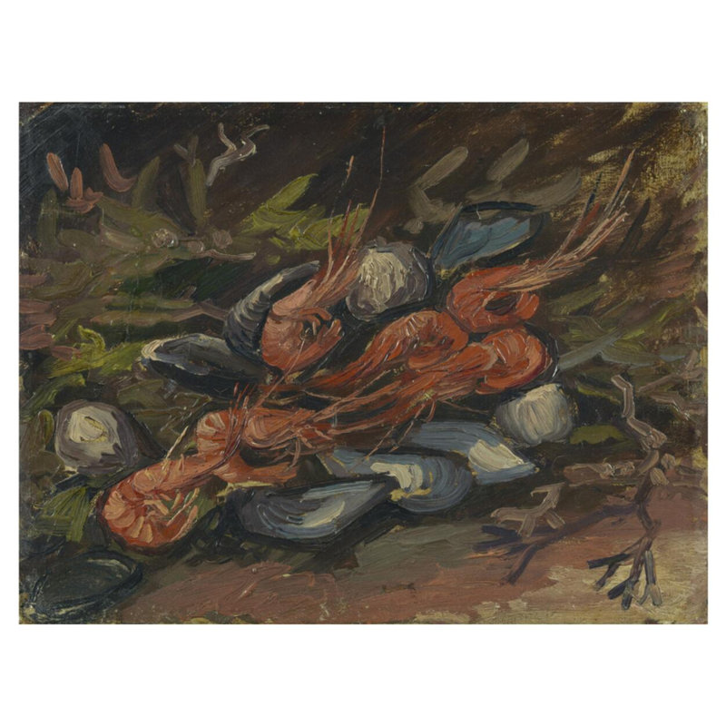 «Prawns and Mussels» par Vincent van Gogh - Estampe numérique, H 32 po x l 40 po