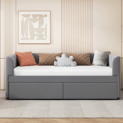 Upholstered Daybed With Ergonomic Design Backrest And 2 Drawers by Latitude Run