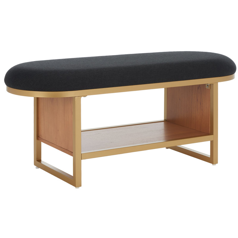 Comesana Polyester Upholstered Storage Bench, Black