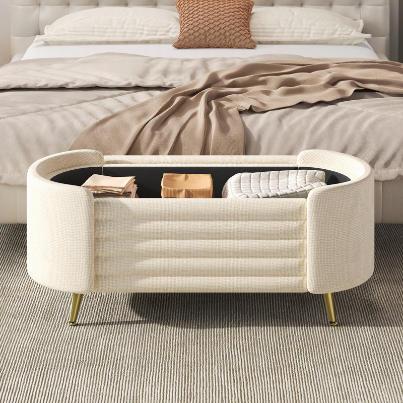 Banc de rangement rembourré Modern, Beige