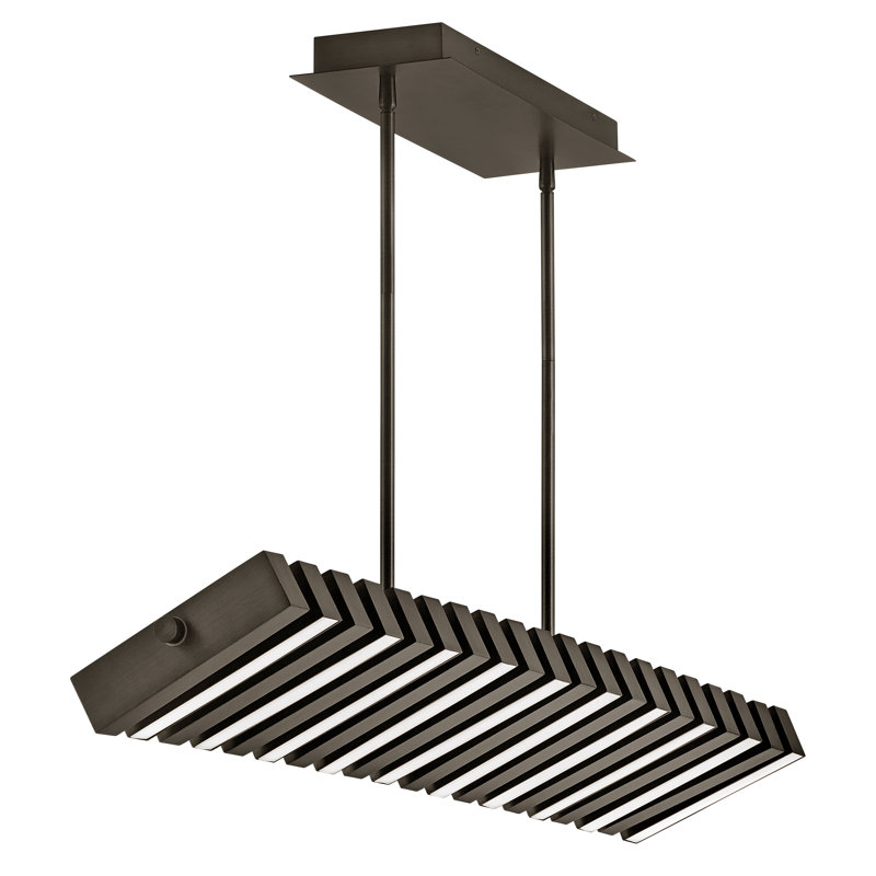 1 - Light Kitchen Island Rectangle Chandelier, Painted Black Oxide