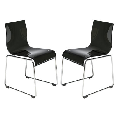 Jarnagin Modern Acrylic Dining Chair – Transparent Kitchen Side Chair with Chrome Steel Frame, Stackable and Lightweight with Floor Protectors for Din
