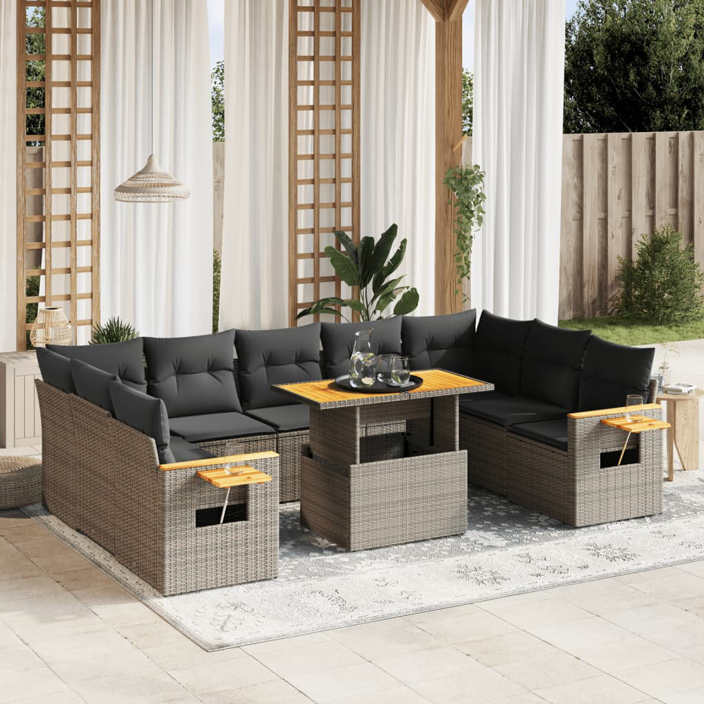 9-Sitzer Lounge-Set aus Polyrattan mit Polster