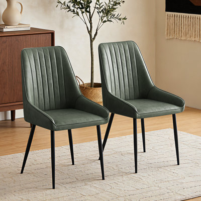 Modern Faux Leather Upholstered Dining Chair with High Back 
