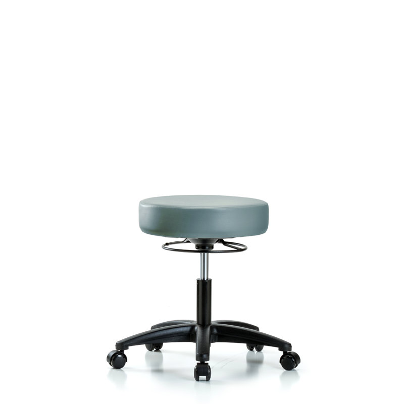 Tabouret en vinyle sans dossier chromé - hauteur de bureau avec roulettes en vinyle Storm Supernova, Tempête, 22.5", Noir
