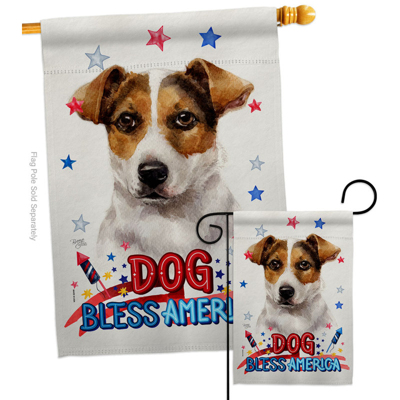 Drapeau de jardin Patriotic Russell Terrier, H 40 po x l 28 po