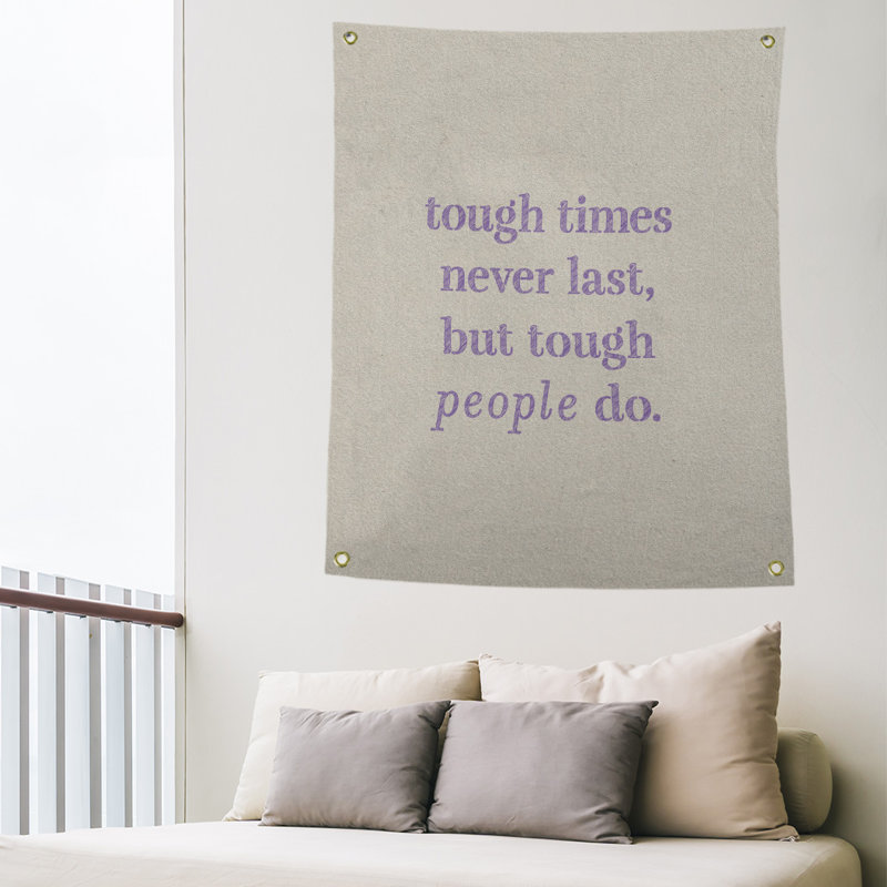 Tapisserie en polyester rigide times, H 59 pi x l 50 po, Blanc / Mauve