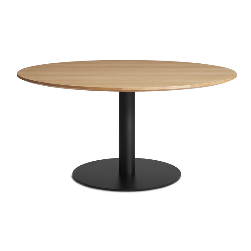 Easy Round Dining Table, White Oak, Matte Black, 29" H x 60" W x 60" L