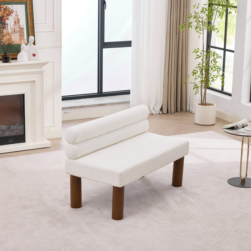 Boucle Upholstered Bench, Cream