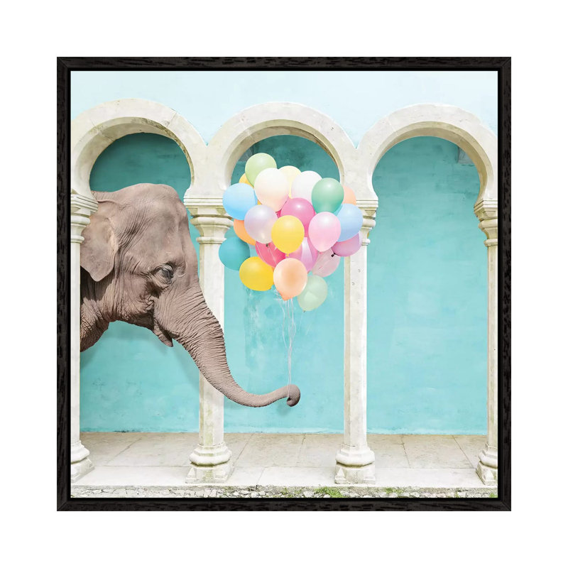 An Elephant Never Forgets by Erin Summer - Print on Canvas, 66.04cm H x 66.04cm W x 3.81cm D, Black Framed