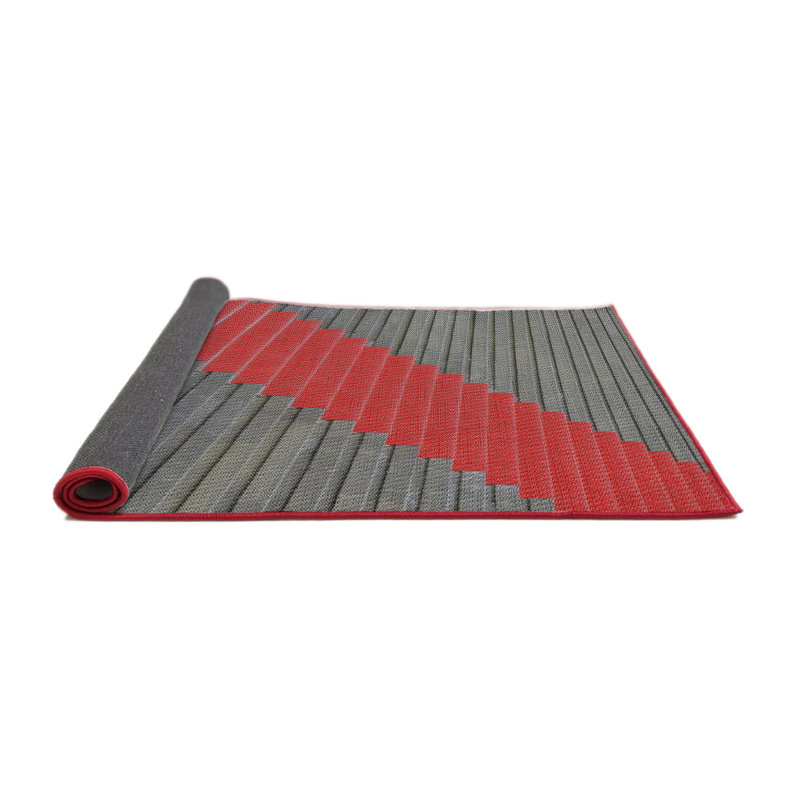 Tapis rayé rouge, Rond 3 pi