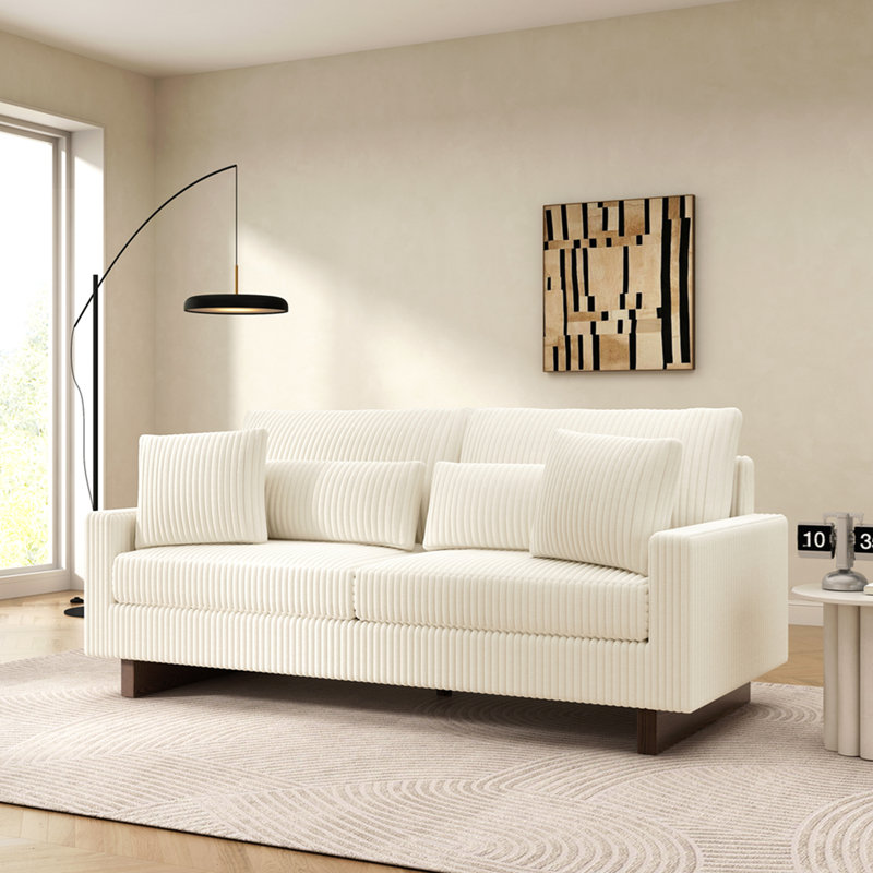 Canapé moderne avec causeuse 80,3 po et quatre coussins pour le salon, beige, Beige, Brun
