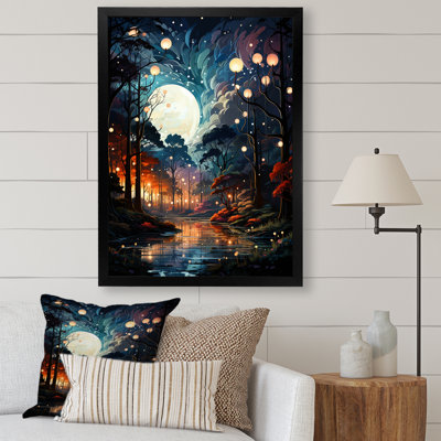 Moonlight River Into The Forest II - Forest And River Wall Art