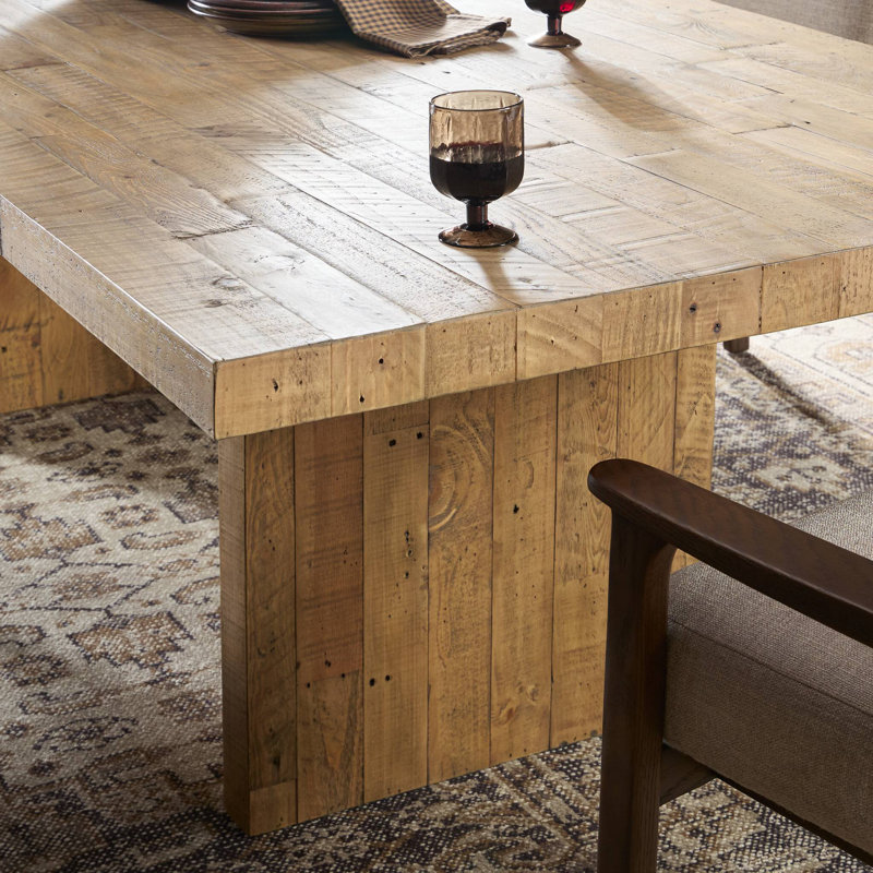 Matthes Solid Wood Dining Table, Aged Black Pine