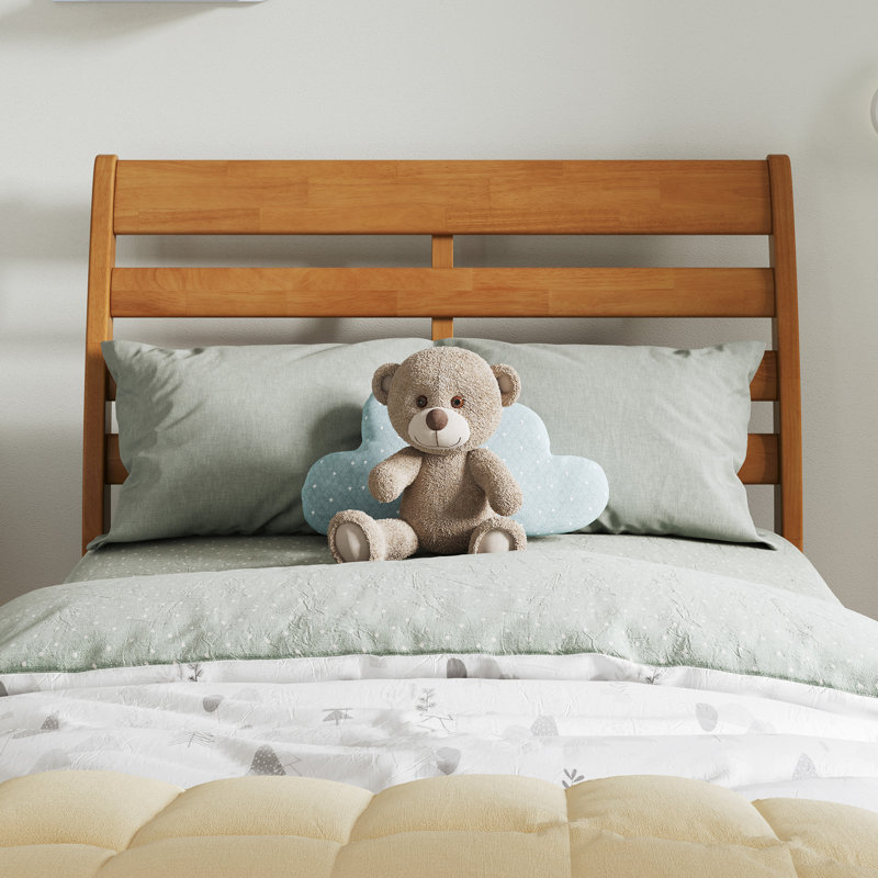 Ashmun Solid Wood Sleigh Slat Panel Headboard, Light Toffee, Twin