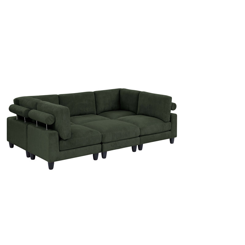 Avaah Corduroy Sectional, Green Corduroy