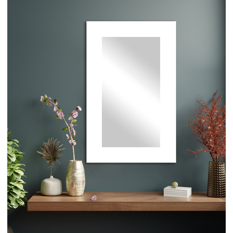 Maci Eileen Engineered Wood Flat Wall Mirror, 33" x 28", Gloss White