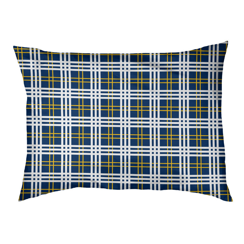 Coussin d’extérieur de luxe Caroline football, Grand (l 40 po x P 30 po x P 5 po), Navy Blue/Gold/White
