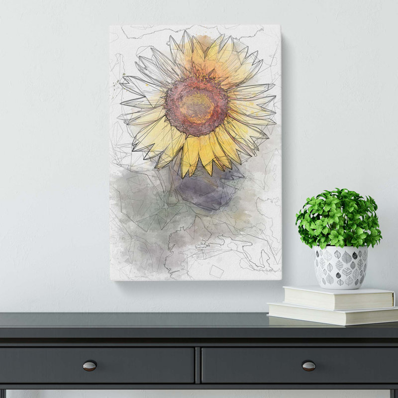 The Sunflower in Abstract - Wrapped Canvas, 60cm H x 40cm W x 3cm D