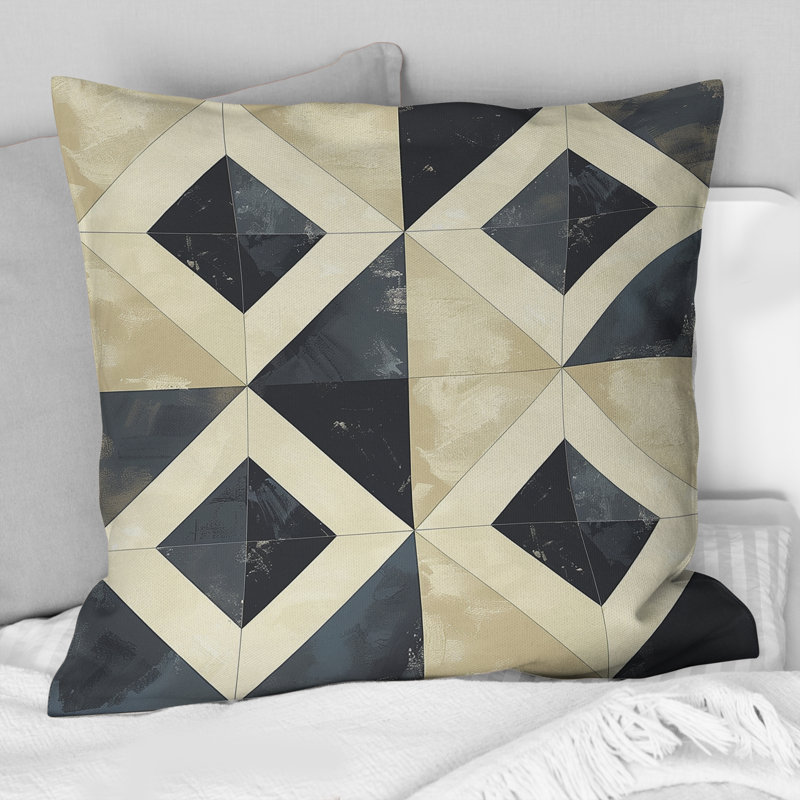 Coussin décoratif beige Mid-Century rétro Rhombus I - Mid-Century, H 16 po x l 16 po