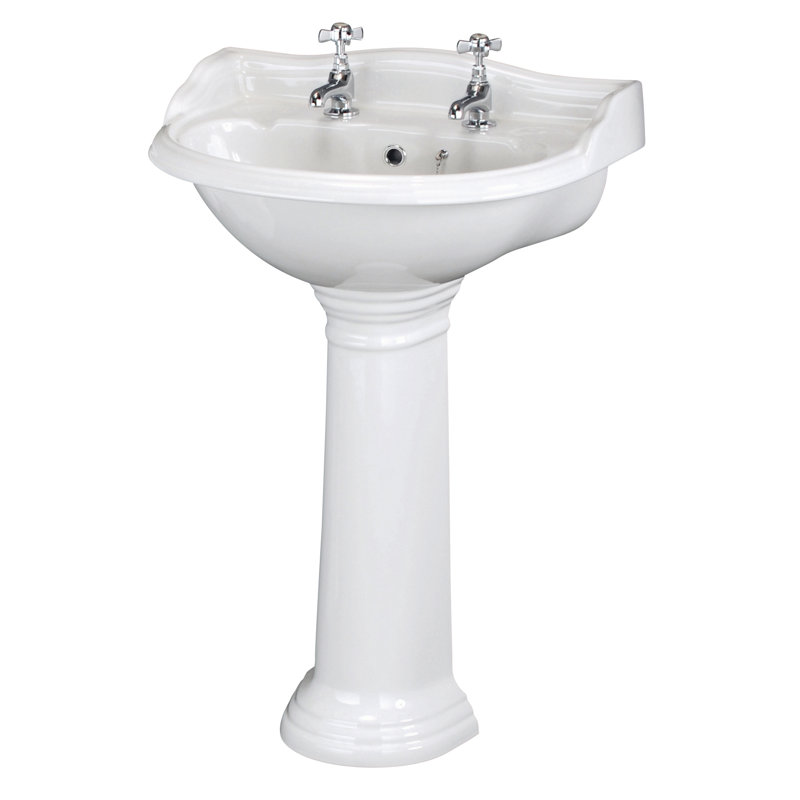 Nuie Chancery 600mm L x 4950mm W White Ceramic Circular Sink with Overflow