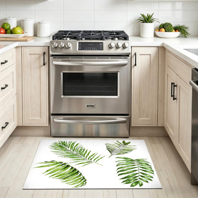 Clear Machine Washable,Watercolor Leaf Palm Tropical Banana Indoor Area Rug