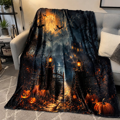 Jeté Spooky Halloween Full Moon Castle Bats Pumpkins
