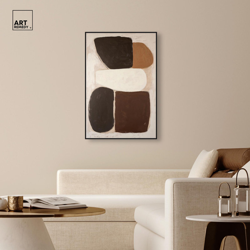 «Asymmetric Balance I» par Art Remedy, H 46 po x l 31 po, Cadre flottant, Noir