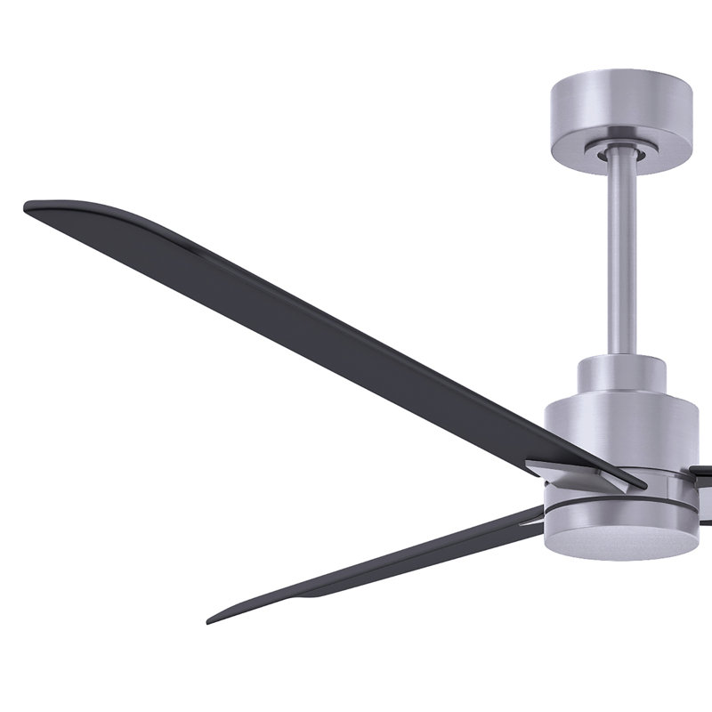 Alessandra Outdoor Downrod Ceiling Fan, Matte Black, Brushed Nickel