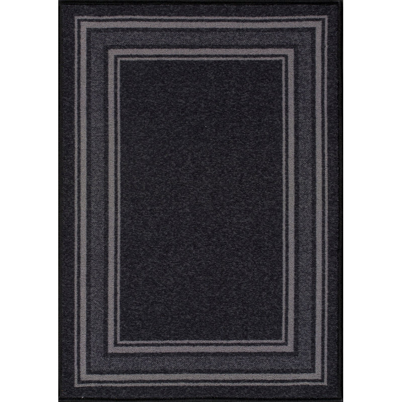 Raceland Black Non-Slip Area Rug, Rectangle 5'3" x 6'11"