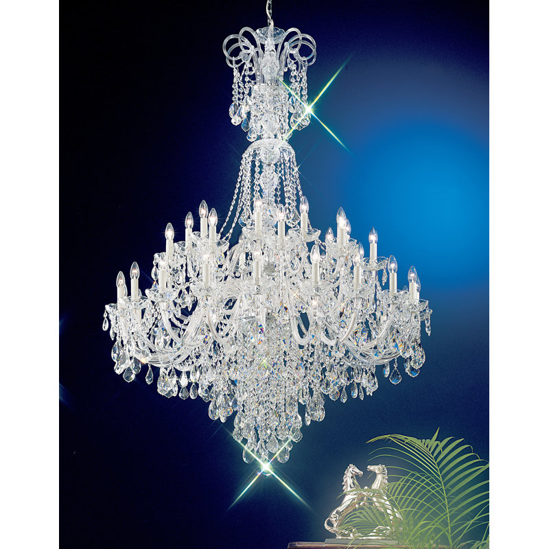 Lustre style chandelier 40 lumière Bohemia, Crystalique, Plaqué en or 24 carats
