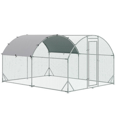 Tucker Murphy Pet™ Galvanized Large Metal Chicken Coop Cage Walk-In Enclosure Poultry Hen Run House Playpen Rabbit Hutch With Cover For Outdoor Backya -  081E8F71205742D39864A92B77F6AB1E