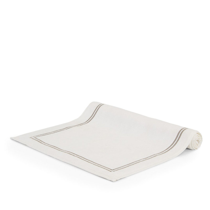 Classic Bath Mat, White/Khaki