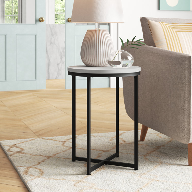 Hampstead Collection End Table - Modern Laminate Accent Table with Crisscross Frame