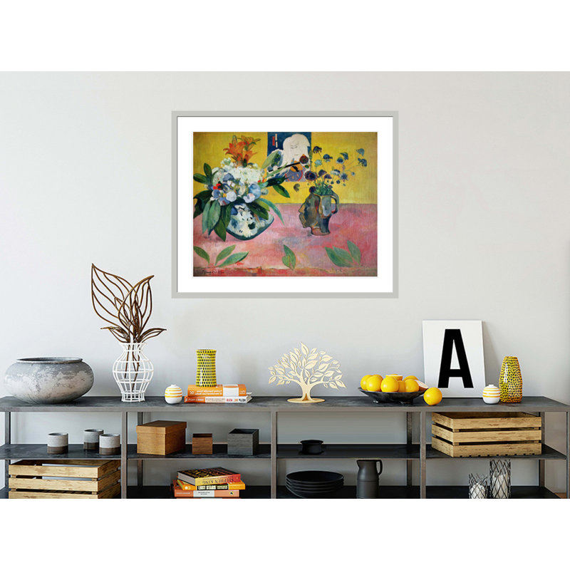 «Flowers and a Japanese Print» par Paul Gauguin - Estampe numérique encadrée, H 33,5 po x l 40,61 po