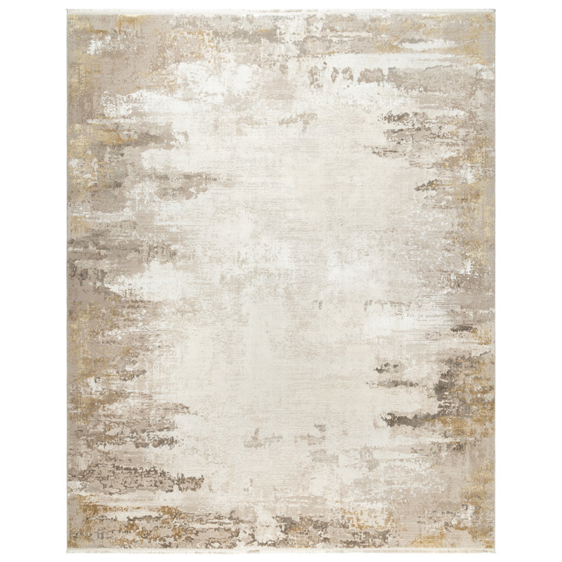 Beige and Brown Tufted Reversible 8' x 10' Viscose Rug
