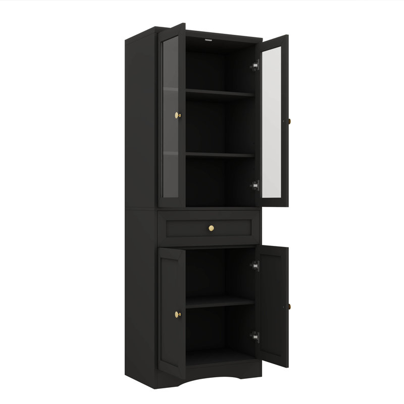 Grande armoire de rangement autoportante avec portes en verre