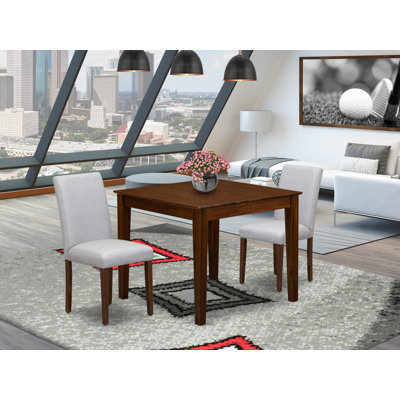3 Piece Dining Table Set for Small Spaces Consist of a Square Kitchen Table and 2 Parson Chairs, Antique Walnut