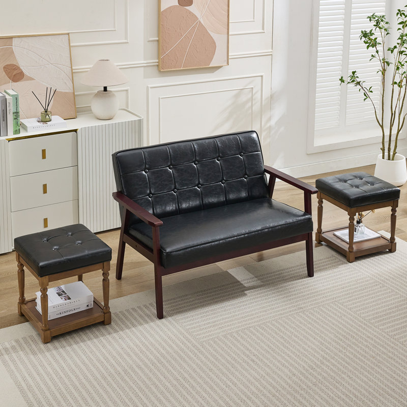 Table de bout avec rangement Gladis (ensemble de 2), Noir