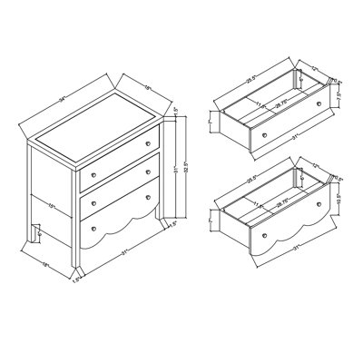 Commode 3 tiroirs Adamstown, bleu ardoise