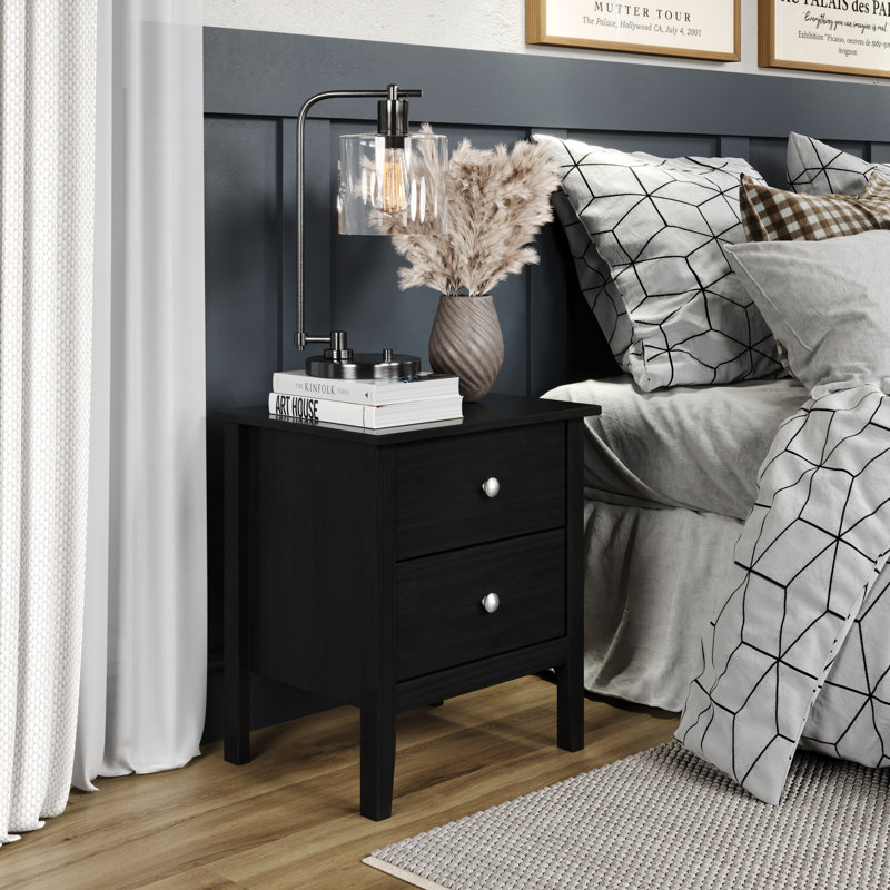 Arzell Shaker Solid Pinewood/ MDF Night Stand, Black