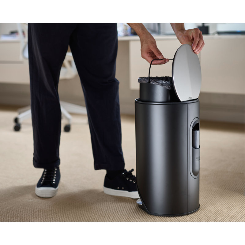 Joseph Joseph Arc 30-liter Slimline Pedal Trash Can, Black, 8