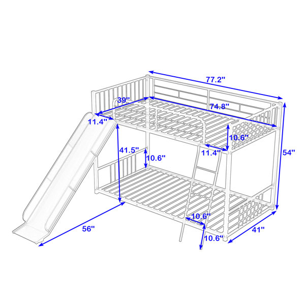 Isabelle & Max™ Elsene Twin Over Twin Metal Bunk Bed with Slide ...